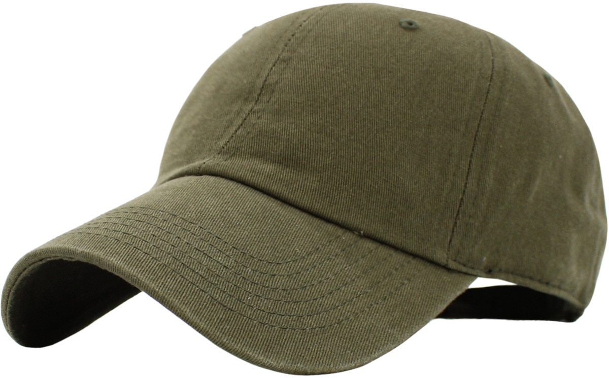 Olive Low Profile Baseball Caps Front Side View